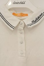画像2: Fi.n.t / チェーンステッチロゴ刺繍ポロシャツ F シロ O-26-06-11-006-CA-TS-OW-OS (2)