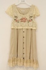画像1: axes femme / 縦レース切替シフォンチュニック M キナリ O-26-06-11-090-AX-OP-OW-OS (1)