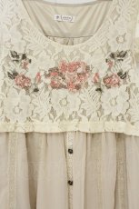 画像2: axes femme / 縦レース切替シフォンチュニック M キナリ O-26-06-11-090-AX-OP-OW-OS (2)