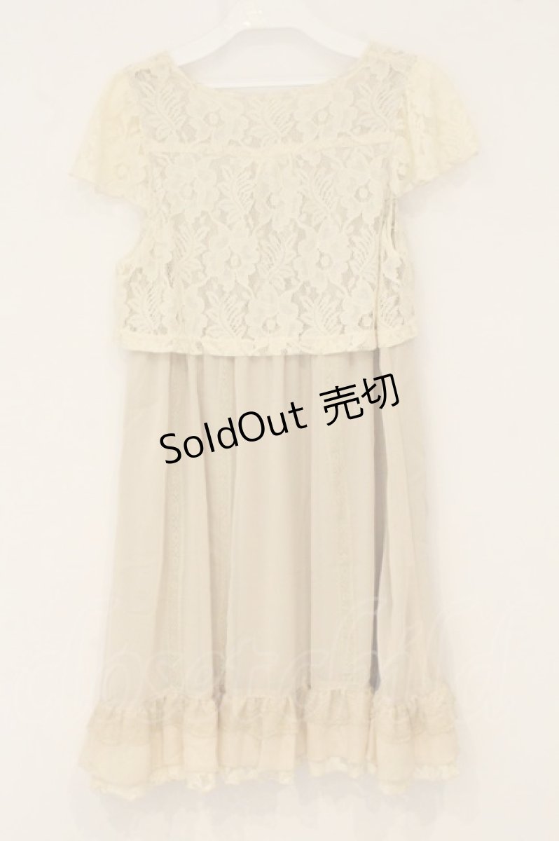 画像3: axes femme / 縦レース切替シフォンチュニック M キナリ O-26-06-11-090-AX-OP-OW-OS (3)