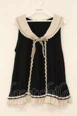 画像1: axes femme / セーラーカラー風配色ノースリトップス M クロ O-26-06-11-027-AX-TO-OW-OS (1)