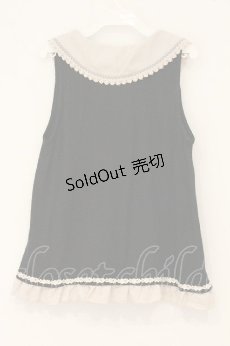 画像3: axes femme / セーラーカラー風配色ノースリトップス M クロ O-26-06-11-027-AX-TO-OW-OS (3)