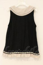 画像3: axes femme / セーラーカラー風配色ノースリトップス M クロ O-26-06-11-027-AX-TO-OW-OS (3)