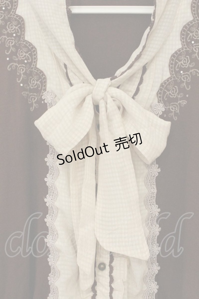 画像2: axes femme / ギンガムチェックリボンスカラップ刺繍カーデデザインカットソー M ブラウン O-26-06-13-032-AX-TO-OW-OS (2)
