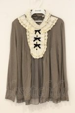 画像1: axes femme / ブローチ付きフリルチュニック M グレー O-26-06-13-033-AX-TO-OW-OS (1)