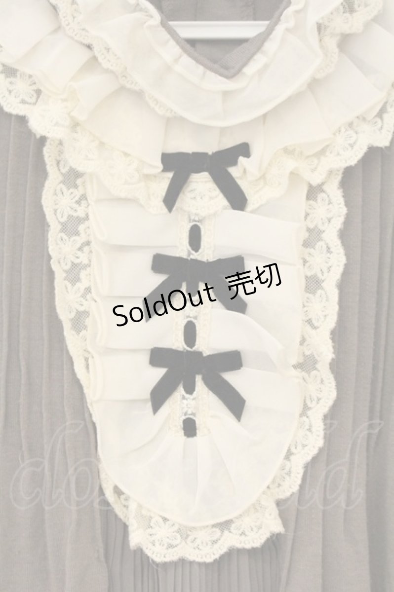 画像2: axes femme / ブローチ付きフリルチュニック M グレー O-26-06-13-033-AX-TO-OW-OS (2)