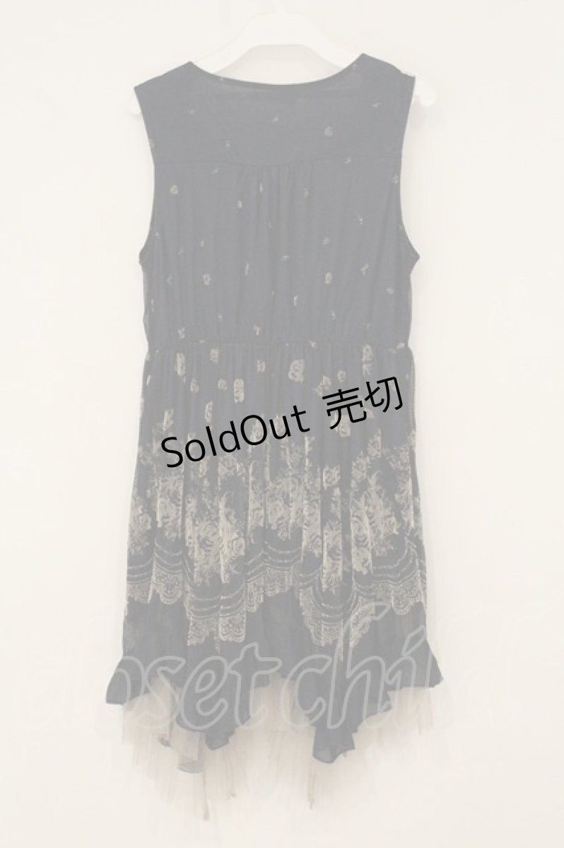画像3: axes femme / チュールフロッキー切替ワンピース M ネイビー O-26-06-13-037-AX-OP-OW-OS (3)