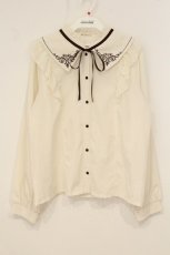 画像1: axes femme / カードル刺繍襟ブラウス  オフシロ×ブラウン O-26-06-13-065-AX-BL-IG-OS (1)