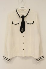 画像1: axes femme / ミリタリー風ブラウス L オフシロ×クロ O-26-06-13-066-AX-BL-IG-OS (1)