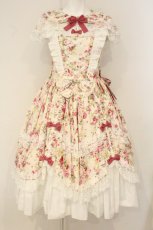 画像1: metamorphose / フローレンスケープ付きミディアムジャンパースカート  アイボリー O-26-06-13-083-ME-OP-OW-OS (1)