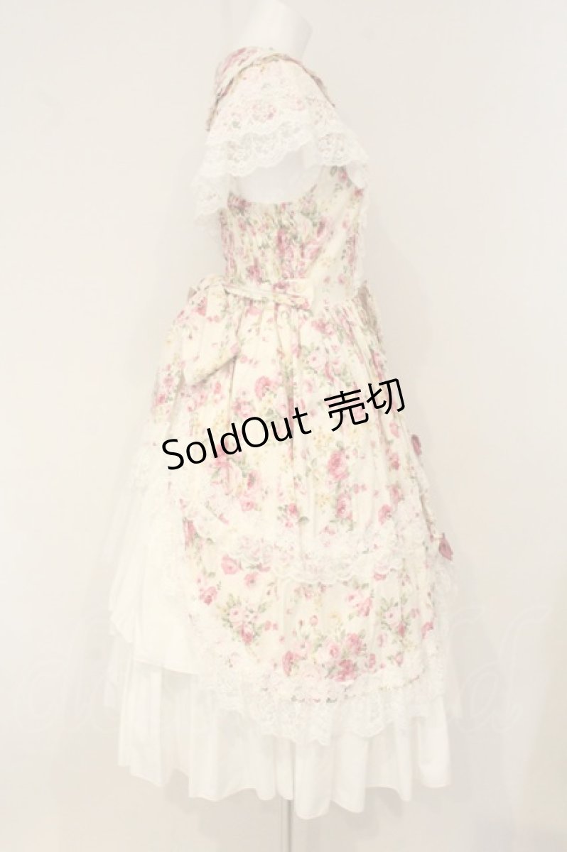 画像5: metamorphose / フローレンスケープ付きミディアムジャンパースカート  アイボリー O-26-06-13-083-ME-OP-OW-OS (5)