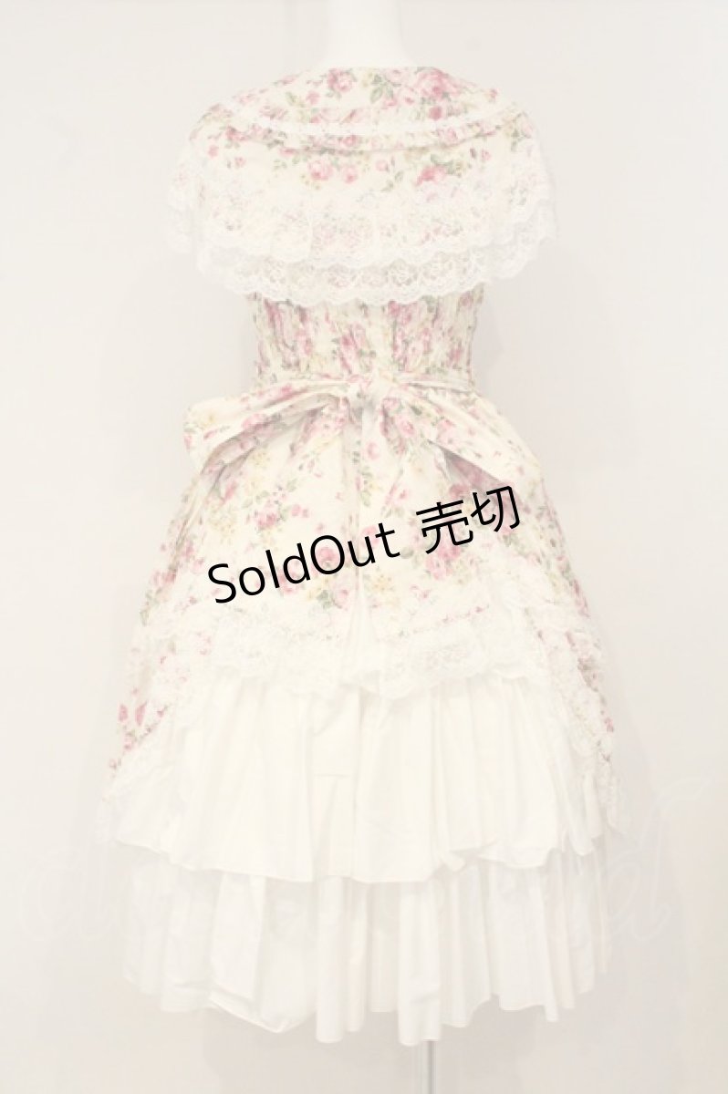 画像6: metamorphose / フローレンスケープ付きミディアムジャンパースカート  アイボリー O-26-06-13-083-ME-OP-OW-OS (6)