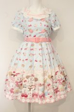 画像1: axes femme kawaii / mikko illustration × axes femme KAWAII ダイナーカフェワンピース M サックス O-26-06-13-084-AX-OP-OW-OS (1)