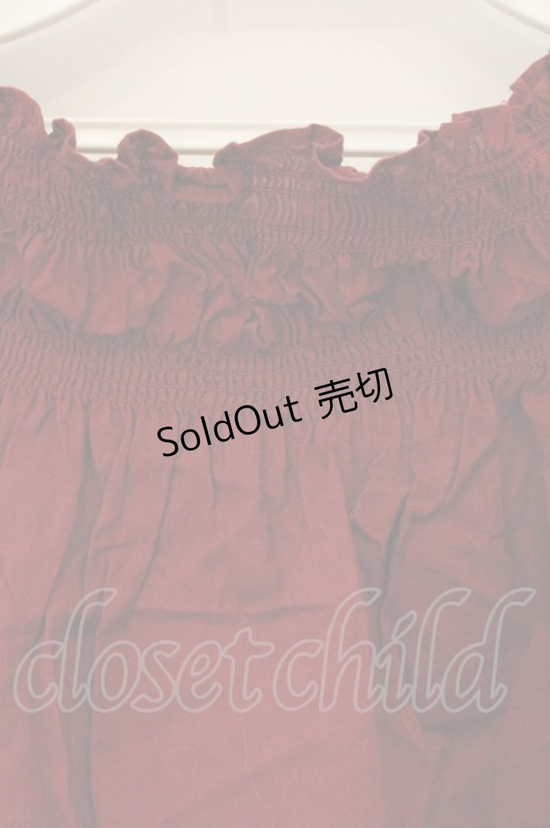 画像2: E hyphen world gallery / ギャザープルブラウス  ワイン O-26-06-13-019-LO-TO-OW-OS (2)
