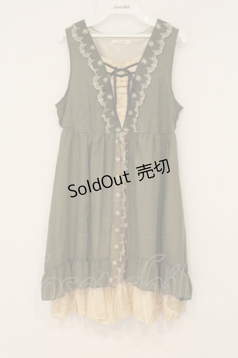 画像1: axes femme / 重ね着風スリットチュニック M グリーン O-26-06-13-021-AX-TO-OW-OS (1)
