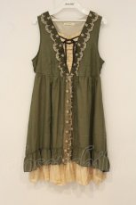 画像1: axes femme / 重ね着風スリットチュニック M グリーン O-26-06-13-021-AX-TO-OW-OS (1)