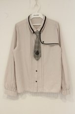 画像1: axes femme / エンブレム刺繍ネクタイ付ブラウス L ベージュ O-26-06-14-1004-AX-BL-IG-OS (1)
