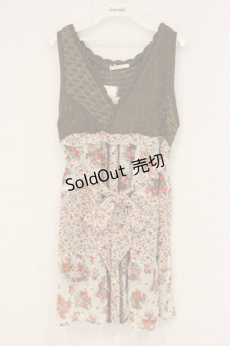 画像1: axes femme / カシュクールニット切替チュニック M アイボリー×カーキグリーン O-26-06-14-1035-AX-OP-IG-OS (1)