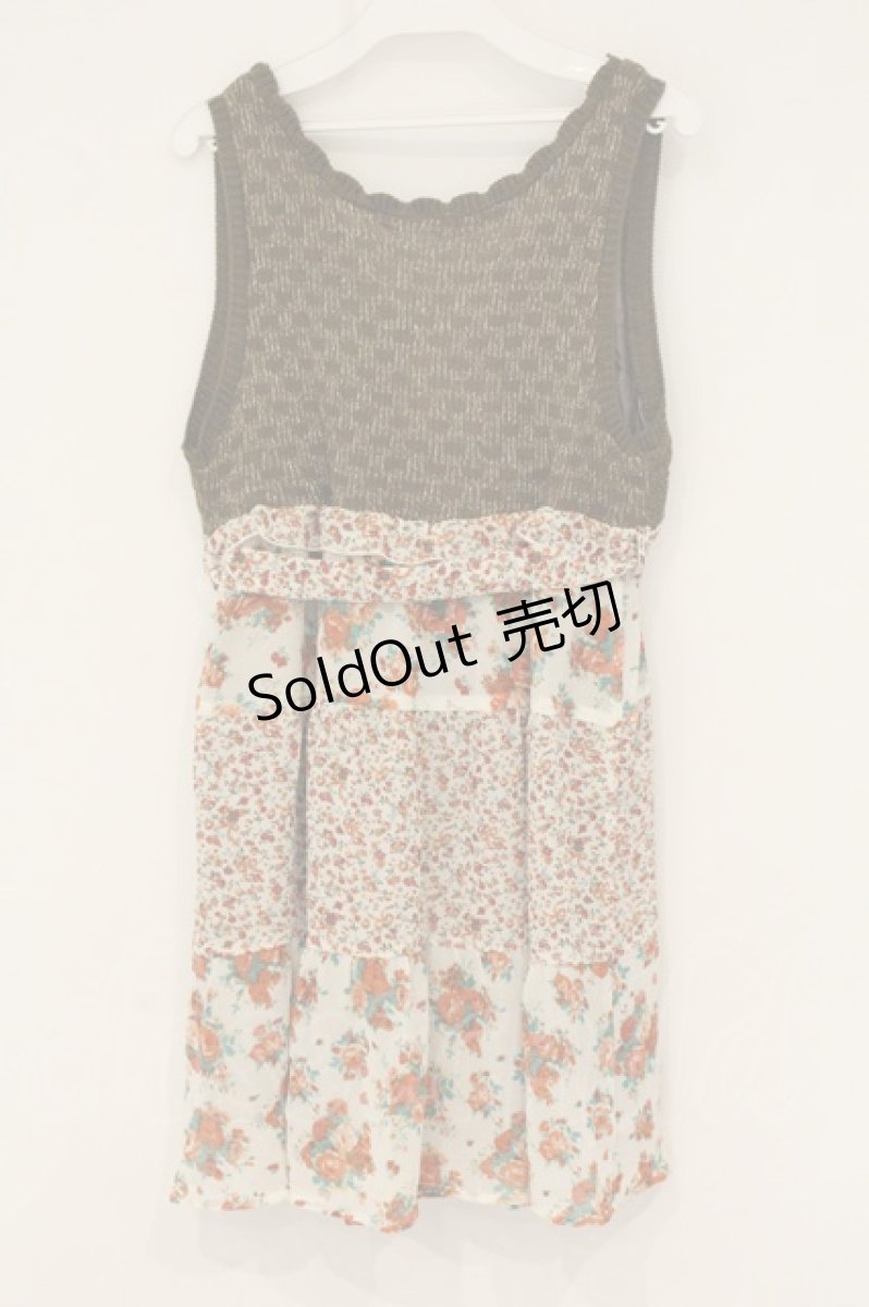 画像3: axes femme / カシュクールニット切替チュニック M アイボリー×カーキグリーン O-26-06-14-1035-AX-OP-IG-OS (3)