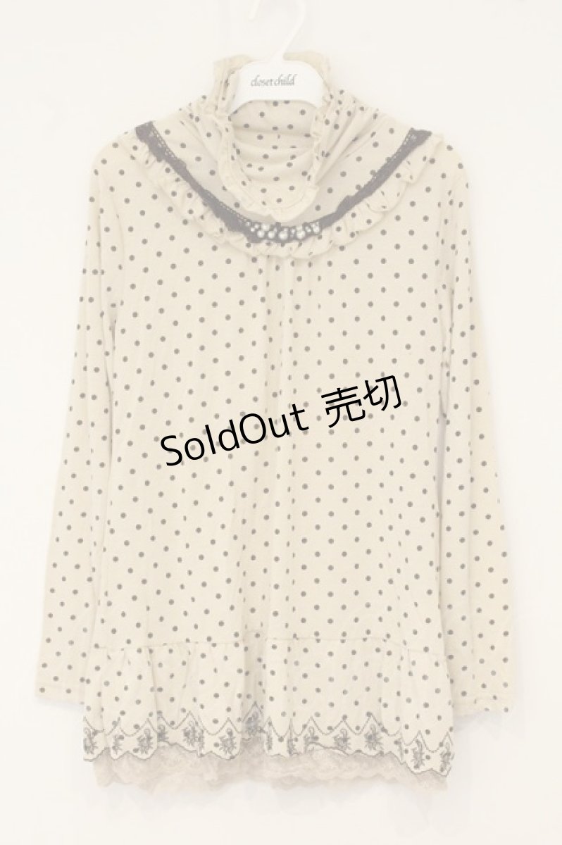 画像1: axes femme / ドットハイネックプルオーバー M ベージュ×ブラウン O-26-06-14-1041-AX-TO-IG-OS (1)