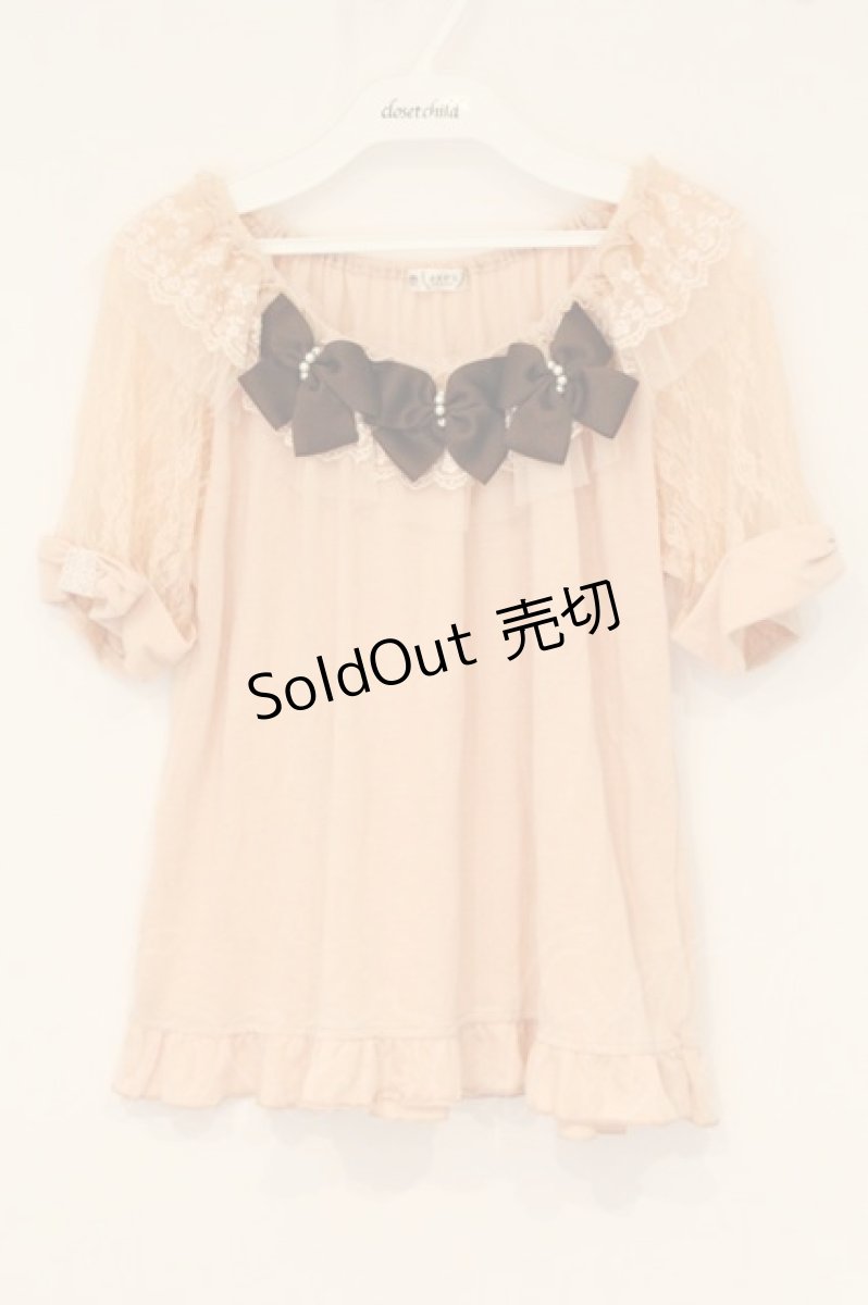 画像1: axes femme / 3つリボンレーススリーブトップス M ピンク O-26-06-14-1050-AX-TO-IG-OS (1)