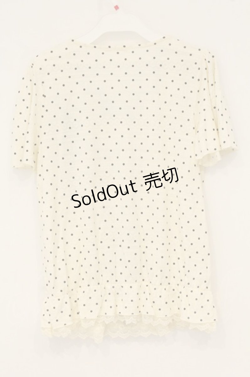 画像3: axes femme / コサージュ付きドットトップス M アイボリー O-26-06-14-1052-AX-TO-IG-OS (3)