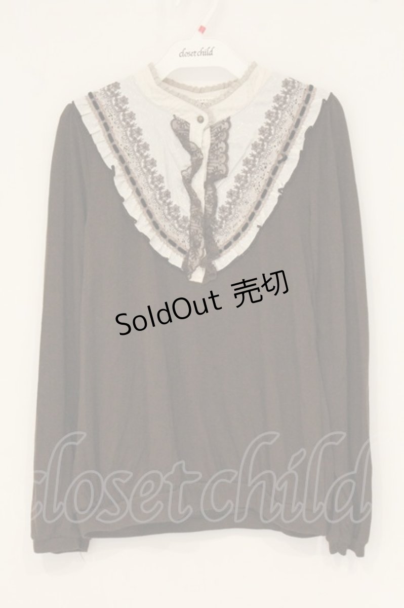 画像1: axes femme / 刺繍入りブロッキングプルオーバー M ブラウン O-26-06-14-1055-AX-TO-IG-OS (1)