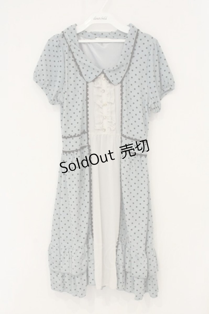画像1: axes femme / フロント切り替えドットワンピース M サックス O-26-06-14-1065-AX-OP-IG-OS (1)
