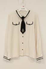 画像1: axes femme / ミリタリー風ブラウス L アイボリー×クロ O-26-06-14-1008-AX-BL-IG-OS (1)