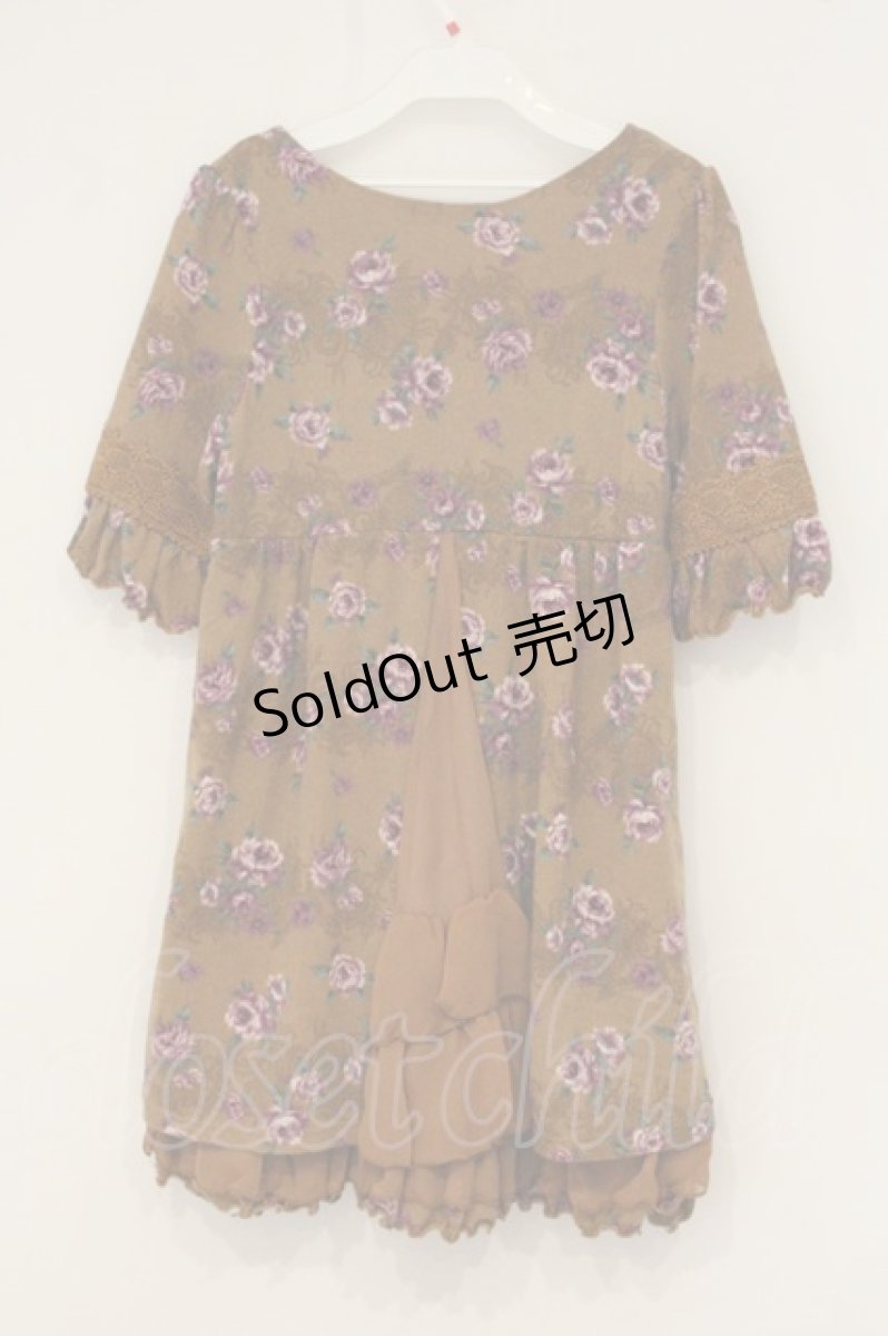 画像3: axes femme / 2リボン&薔薇柄半袖チュニック M アンバー O-26-06-14-1074-AX-OP-IG-OS (3)
