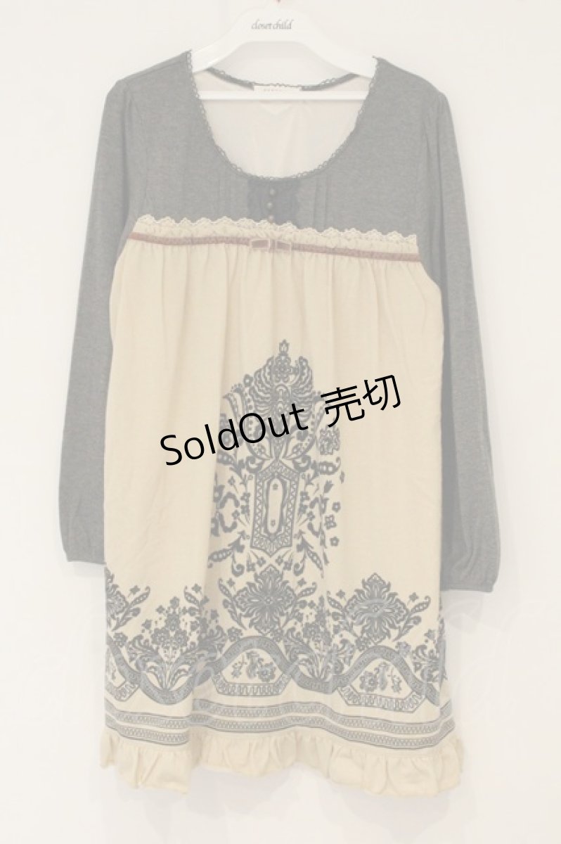 画像1: axes femme / バイカラーニットチュニック  グレー×アイボリー O-26-06-14-1080-AX-TO-IG-OS (1)
