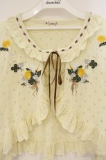 画像2: axes femme / たんぽぽ刺繍ニットボレロ  イエロー O-26-06-14-1024-AX-TO-IG-OS (2)