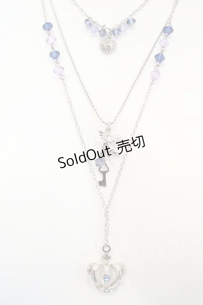 画像1: axes femme / 王冠3連ネックレス  シルバー×ブルー系 O-26-06-14-011-AX-AC-IG-OS (1)