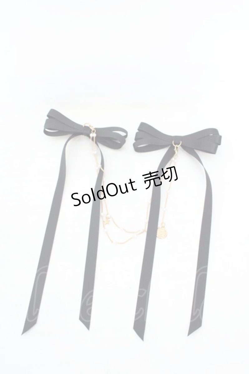 画像1: axes femme POETIQUE / チェーン付きリボンクリップ  クロ O-26-06-14-033-AX-AC-IG-OS (1)