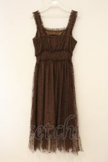 画像4: mille fille closet by LODISPOTTO / ミニハート刺繍チュールロングキャミドレスワンピース  ブラウン O-26-06-16-043-LO-OP-IG-OS (4)