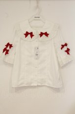 画像1: Chalmiere / トーションレースブラウス M シロ×アカ O-26-06-16-087-AX-BL-IG-OS (1)