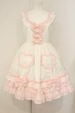 画像1: Angelic Pretty / Powder Heartジャンパースカート  シロ×ピンク O-26-06-16-097-AP-OP-OW-OS (1)