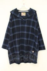 画像1: PINK HOUSE / ビックチェックフードワンピース  ネイビー O-26-06-16-109-LO-OP-IG-OS (1)