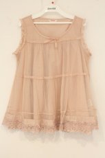 画像1: PINK HOUSE / ドットチュールレイヤードノースリーブAライントップス  ピンク O-26-06-16-121-LO-TO-IG-OS (1)