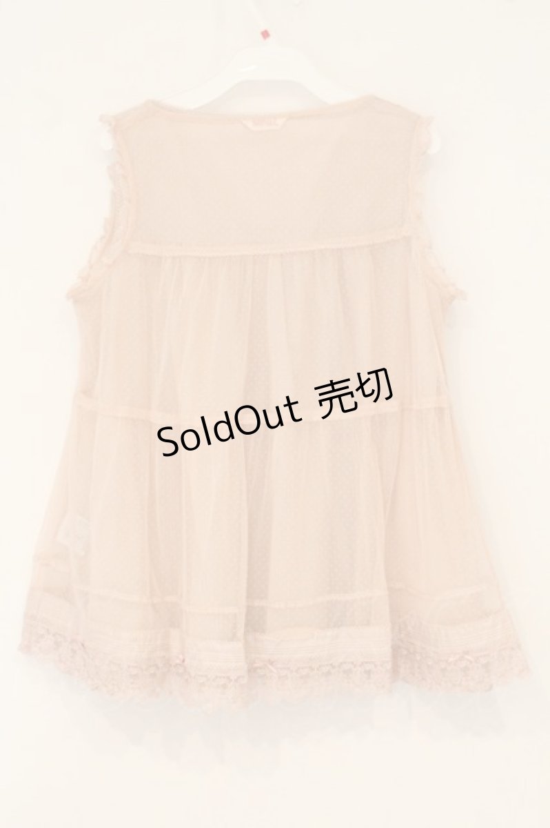 画像4: PINK HOUSE / ドットチュールレイヤードノースリーブAライントップス  ピンク O-26-06-16-121-LO-TO-IG-OS (4)