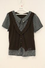 画像1: axes femme / ベスト重ね着風プルオーバー M ブラウン×ミントブルー O-26-06-18-041-AX-TO-OW-OS (1)