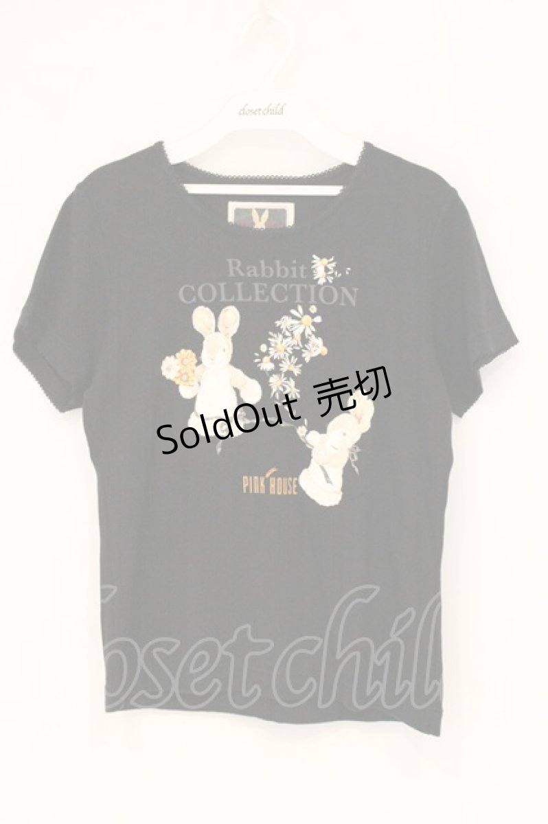 画像1: PINK HOUSE / うさぎプリントTシャツ 3(M) クロ O-26-06-18-091-LO-TS-IG-OS (1)