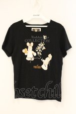 画像1: PINK HOUSE / うさぎプリントTシャツ 3(M) クロ O-26-06-18-091-LO-TS-IG-OS (1)