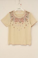 画像1: PINK HOUSE / 薔薇プリントTシャツ  アイボリー O-26-06-18-093-LO-TS-IG-OS (1)