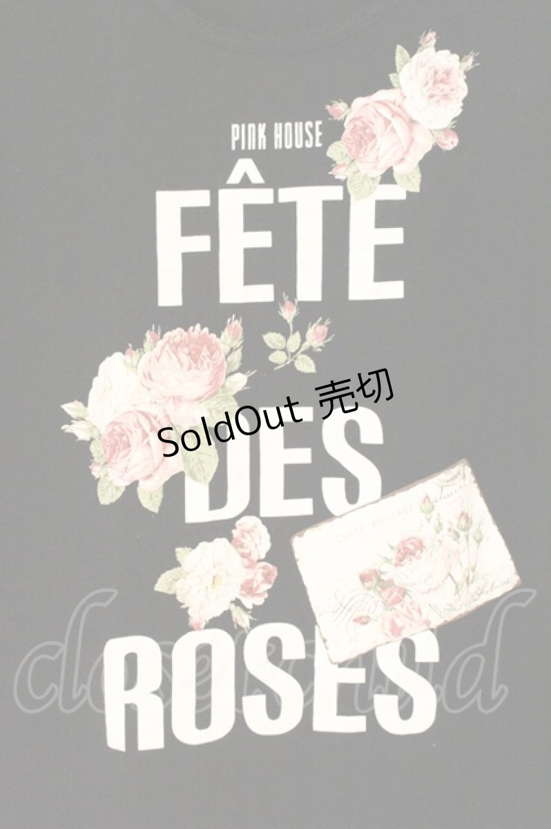 画像2: PINK HOUSE / 薔薇祭りプリントTシャツ 4(L) クロ O-26-06-18-095-LO-TS-IG-OS (2)