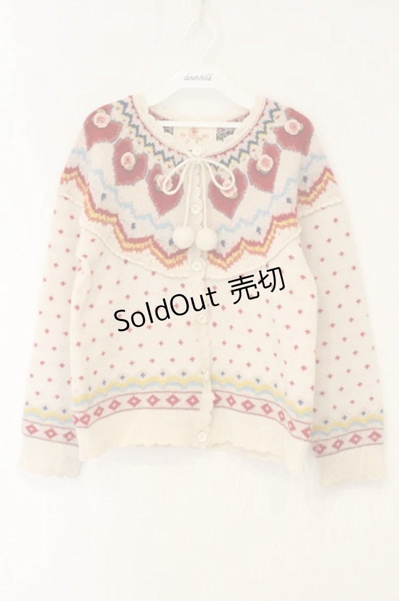 画像1: PINK HOUSE / ローズモチーフハートノルディックニットカーディガン  アイボリー O-26-06-18-099-LO-TO-IG-OS (1)