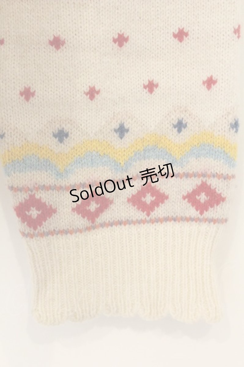 画像4: PINK HOUSE / ローズモチーフハートノルディックニットカーディガン  アイボリー O-26-06-18-099-LO-TO-IG-OS (4)