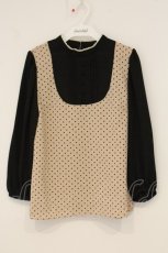 画像1: Maison de FLEUR Petite Robe canone / 雨傘が鳴るドットブラウス F クロ×ベージュ O-26-06-18-010-LO-BL-IG-OS (1)