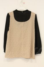 画像4: Maison de FLEUR Petite Robe canone / 雨傘が鳴るドットブラウス F クロ×ベージュ O-26-06-18-010-LO-BL-IG-OS (4)
