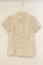 画像1: axes femme / シャドーストライプドット半袖ブラウス M アイボリー O-26-06-18-017-AX-BL-IG-OS (1)
